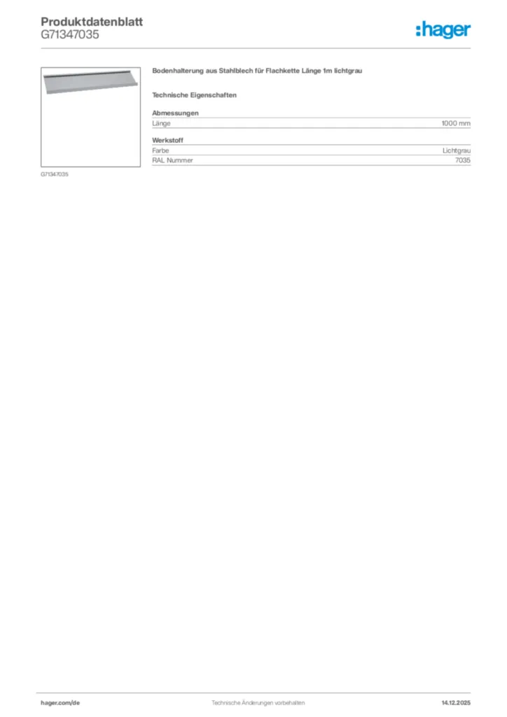 Bild Hager Produktdatenblatt G71347035 | Hager Deutschland