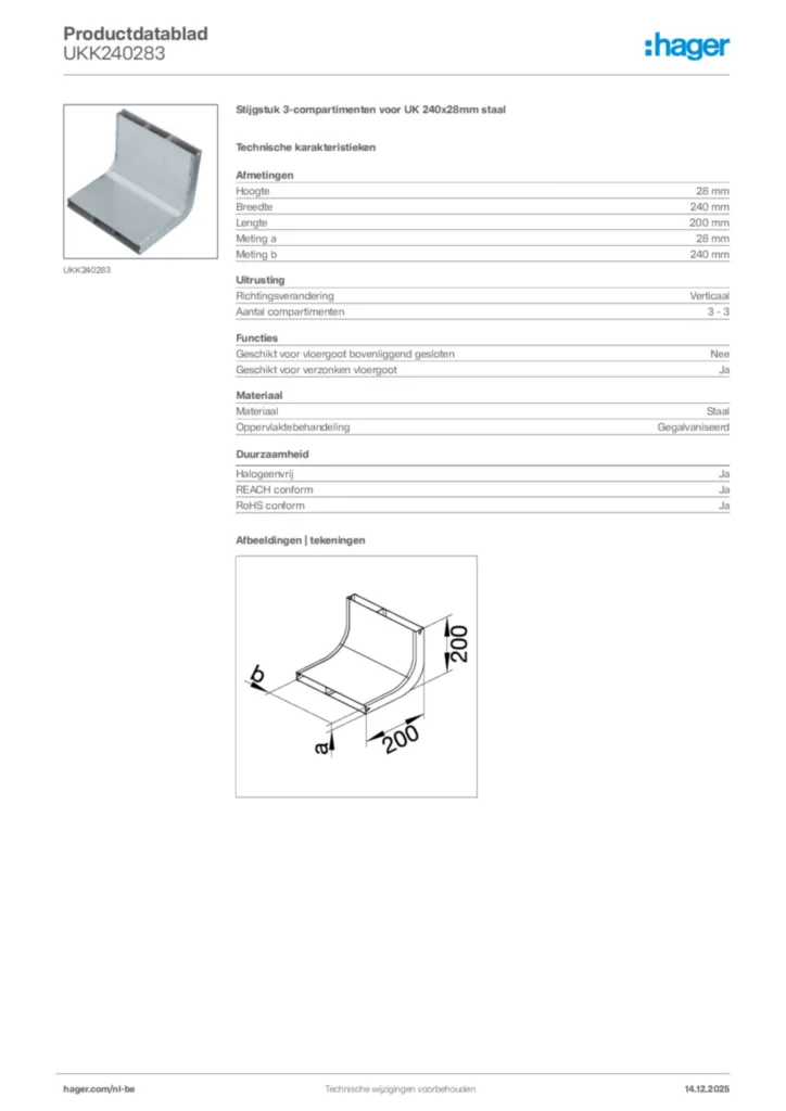 Afbeelding Hager Productdatablad UKK240283 | Hager Belgium