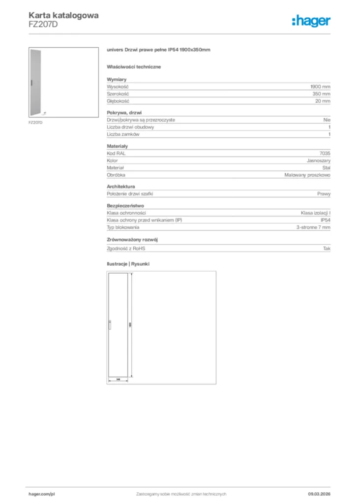 Zdjęcie Hager Karta katalogowa FZ207D | Hager Polska