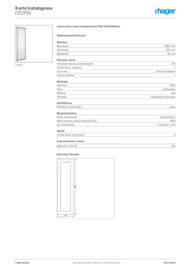 Zdjęcie Hager Karta katalogowa FZ220D | Hager Polska
