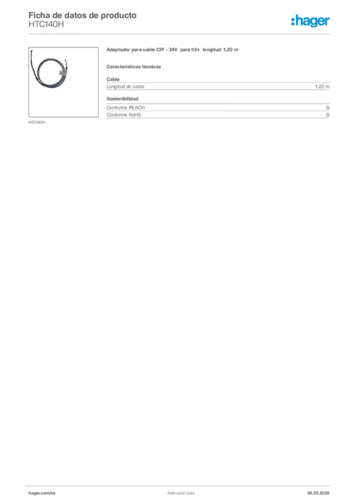 Imagen Hager Ficha de datos de producto HTC140H | Hager España