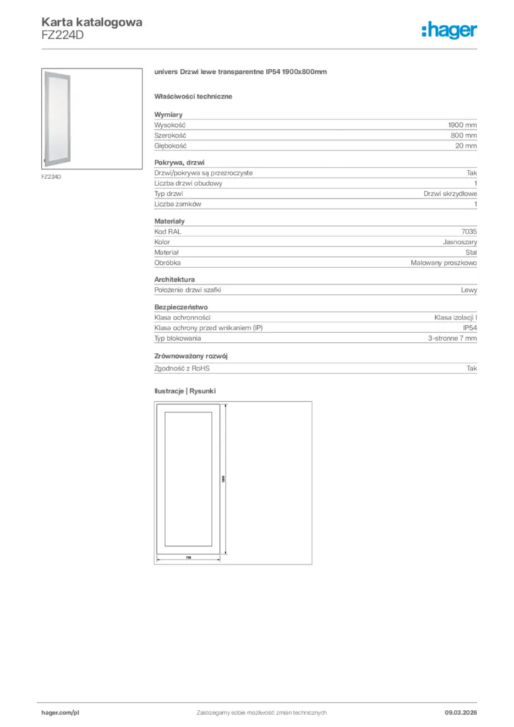 Zdjęcie Hager Karta katalogowa FZ224D | Hager Polska