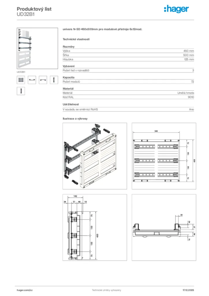 Obrázek Hager Produktový list UD32B1 | Hager