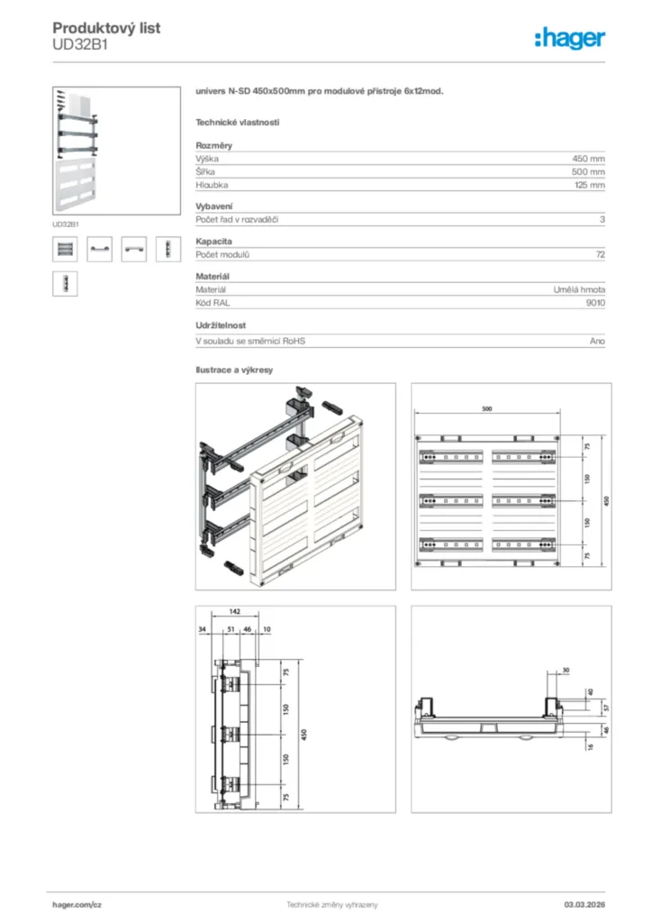 Obrázek Hager Product data sheet UD32B1 | Hager
