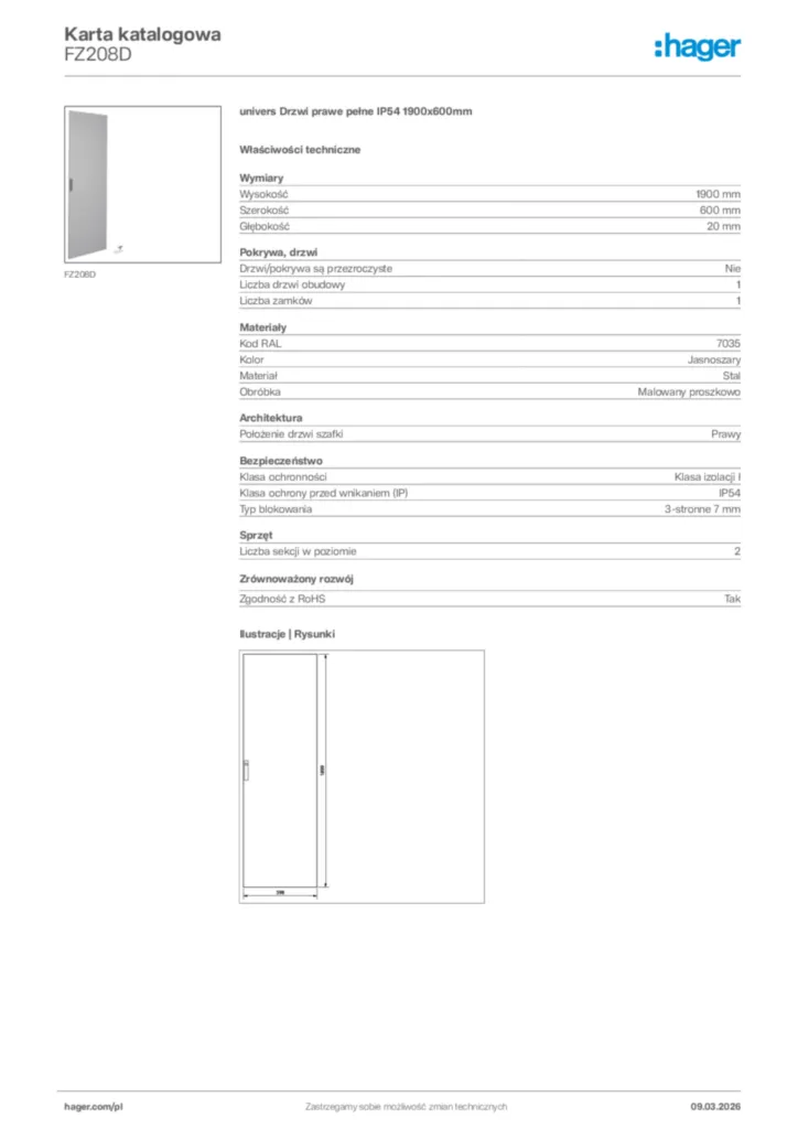 Zdjęcie Hager Karta katalogowa FZ208D | Hager Polska
