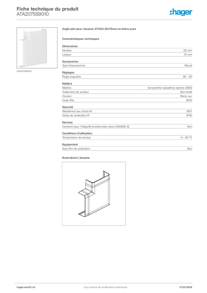 Image Hager Fiche technique du produit ATA207559010 | Hager Suisse
