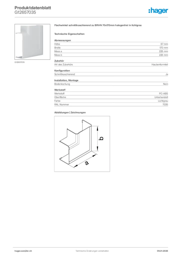 Bild Hager Produktdatenblatt G12657035 | Hager Schweiz