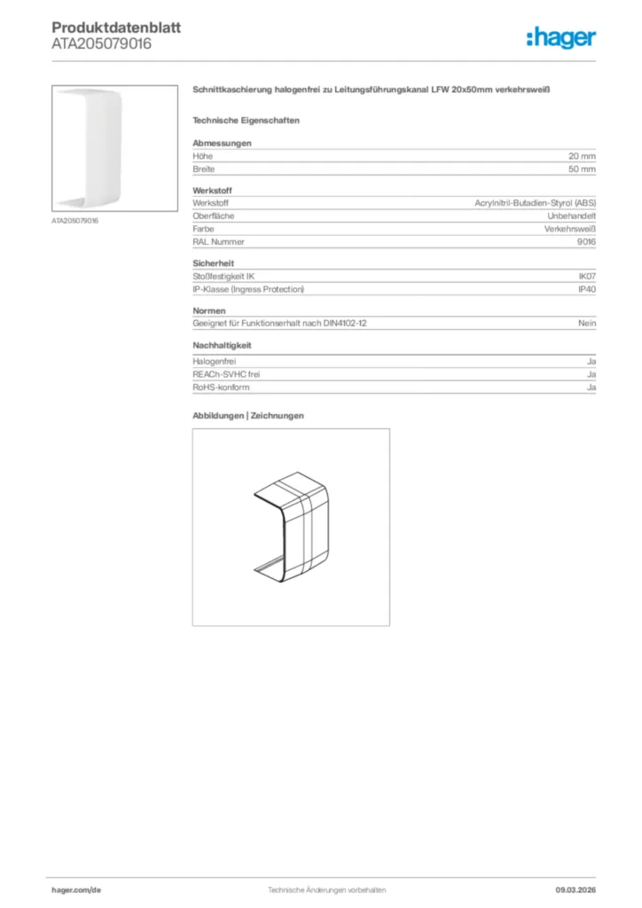 Bild Hager Produktdatenblatt ATA205079016 | Hager Deutschland