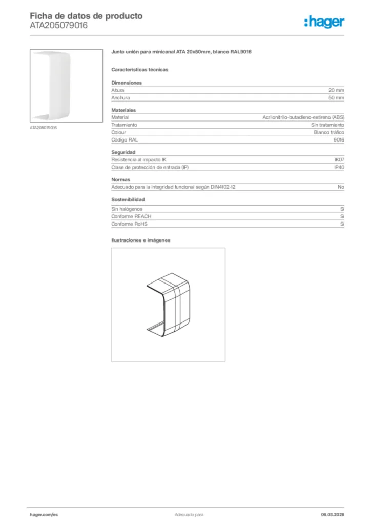 Imagen Hager Ficha de datos de producto ATA205079016 | Hager España
