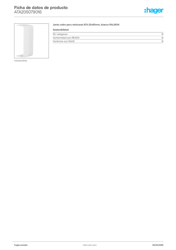 Imagen Hager Ficha de datos de producto ATA205079016 | Hager España