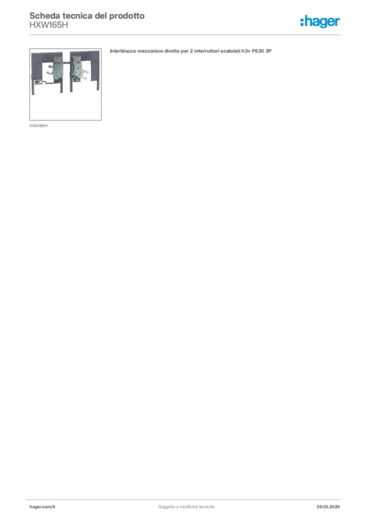 Immagine Hager Scheda tecnica del prodotto HXW165H | Hager Italia