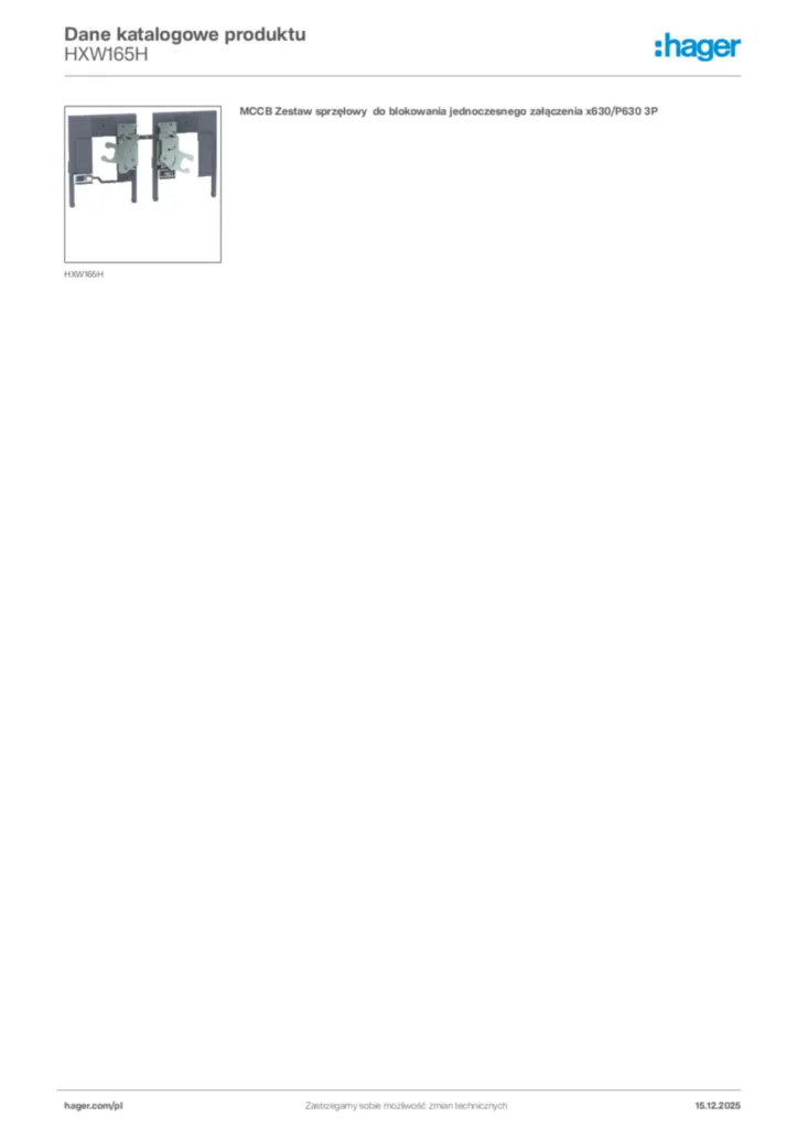 Zdjęcie Hager Karta katalogowa HXW165H | Hager Polska