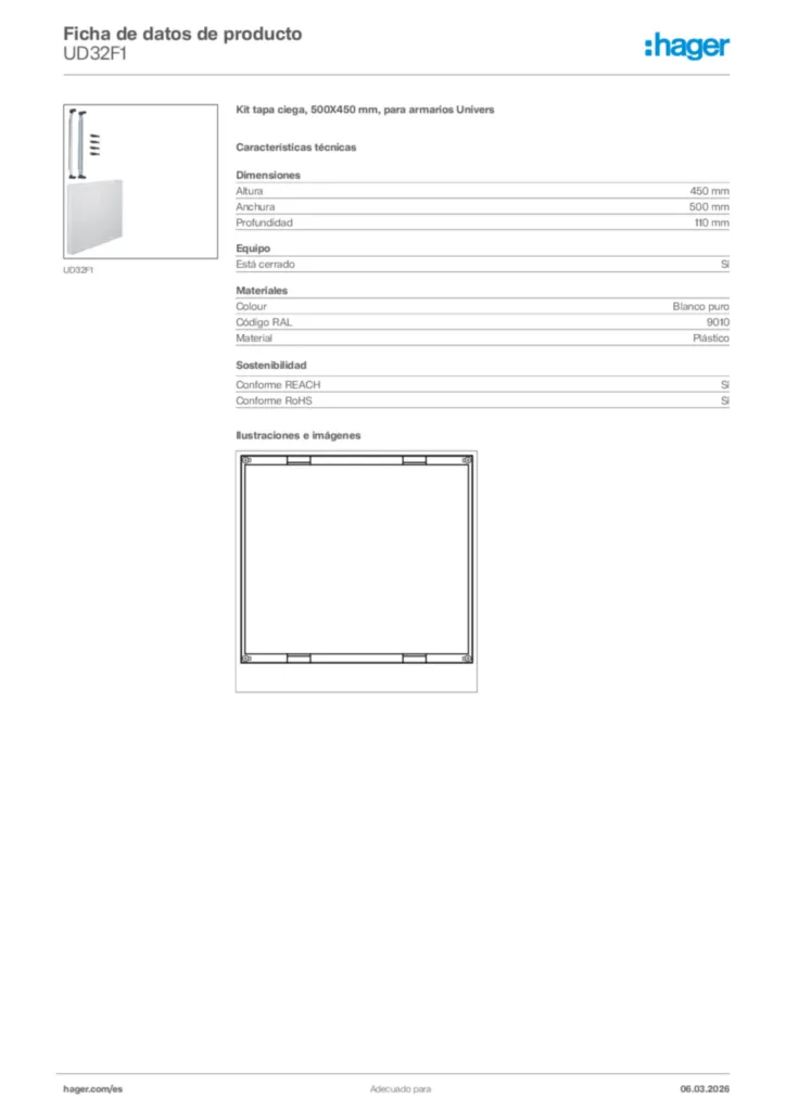 Imagen Hager Ficha de datos de producto UD32F1 | Hager España