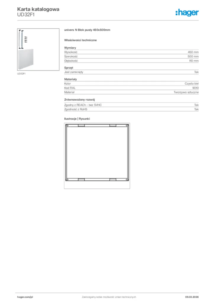 Zdjęcie Hager Karta katalogowa UD32F1 | Hager Polska