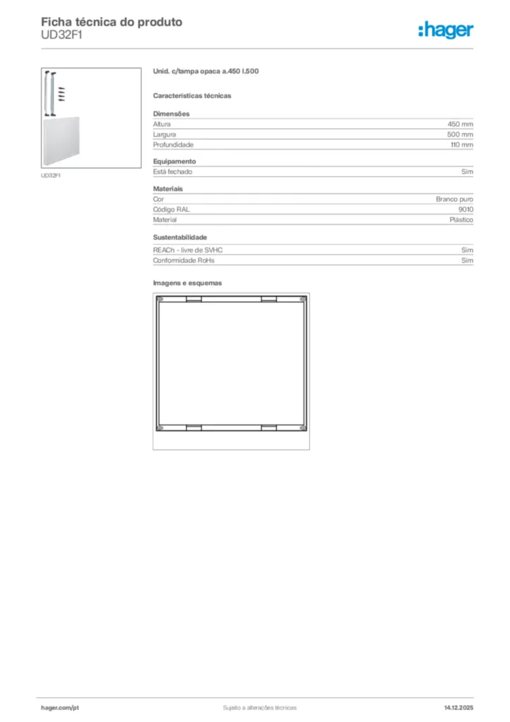 Imagem Hager Ficha técnica do produto UD32F1 | Hager Portugal