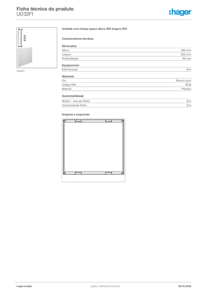 Imagem Hager Ficha técnica do produto UD32F1 | Hager Portugal