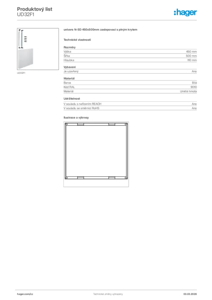 Obrázek Hager Product data sheet UD32F1 | Hager