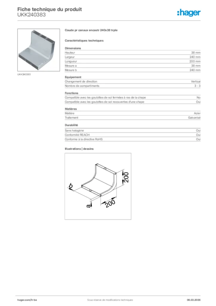 Image Hager Fiche technique du produit UKK240383 | Hager Belgique