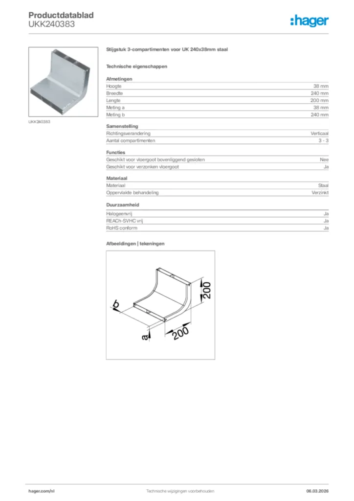 Afbeelding Hager Productdatablad UKK240383 | Hager Nederland