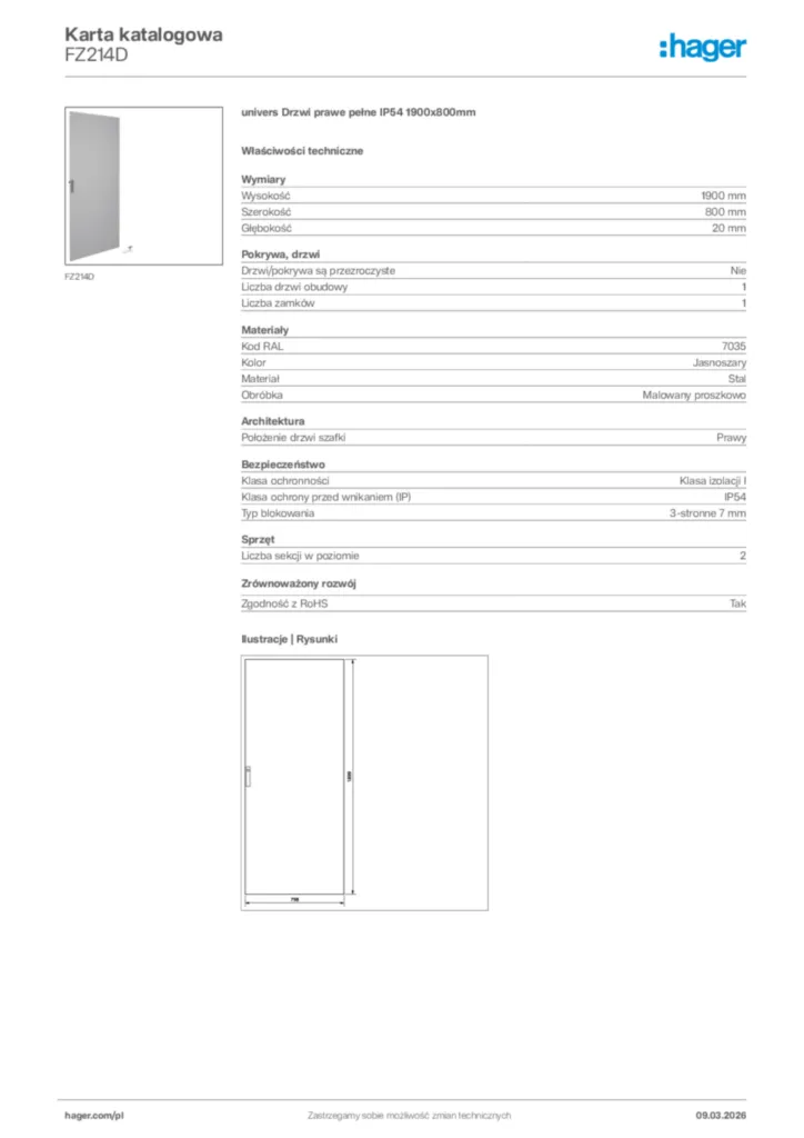 Zdjęcie Hager Karta katalogowa FZ214D | Hager Polska