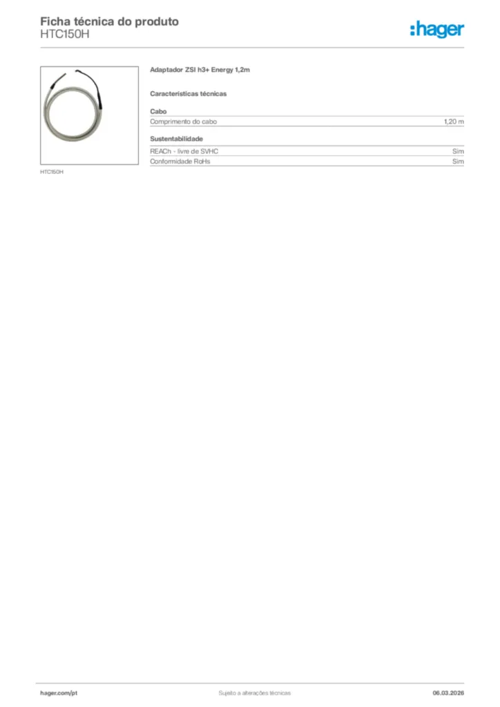Imagem Hager Ficha técnica do produto HTC150H | Hager Portugal