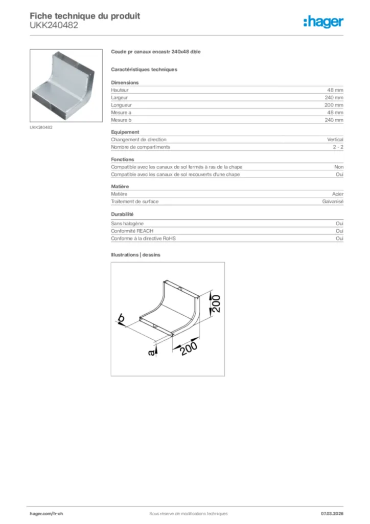 Image Hager Fiche technique du produit UKK240482 | Hager Suisse