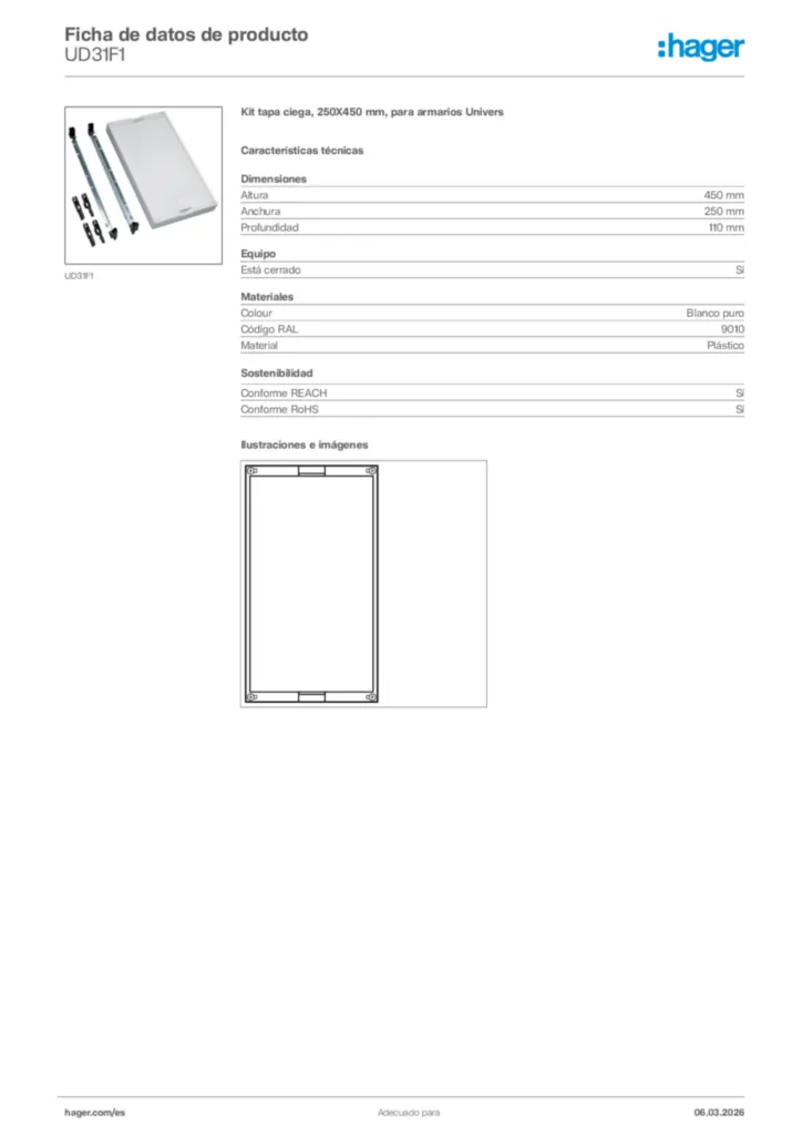 Imagen Hager Ficha de datos de producto UD31F1 | Hager España