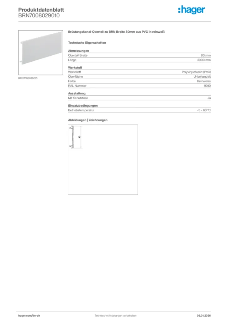 Bild Hager Produktdatenblatt BRN7008029010 | Hager Schweiz
