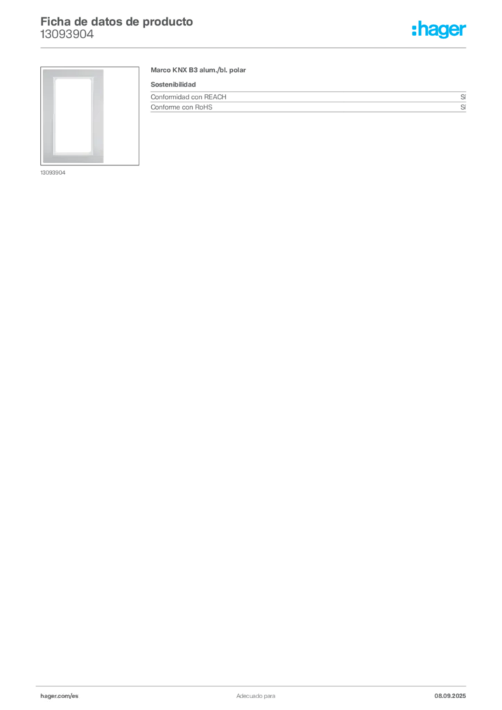 Imagen Hager Ficha de datos de producto 13093904 | Hager España
