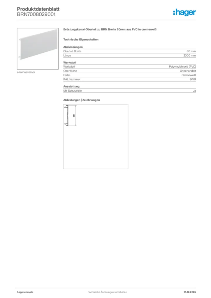 Bild Hager Produktdatenblatt BRN7008029001 | Hager Deutschland