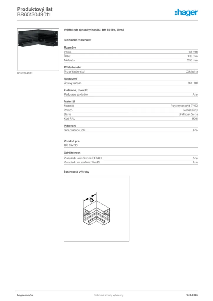 Obrázek Hager Produktový list BR6513049011 | Hager