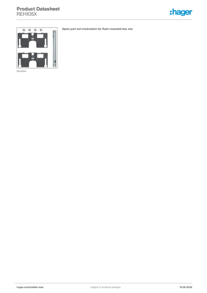Image Hager Product data sheet REH105X  | Hager