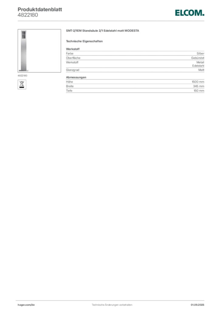 Elcom Produktdatenblatt 4822180