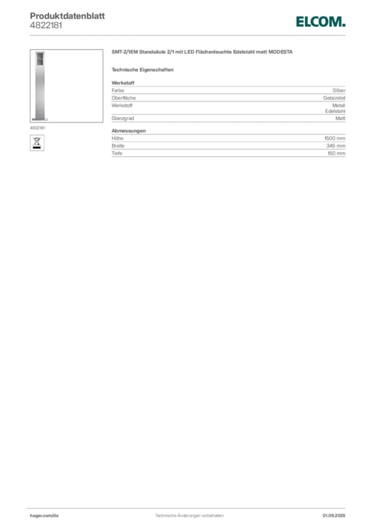 Elcom Produktdatenblatt 4822181