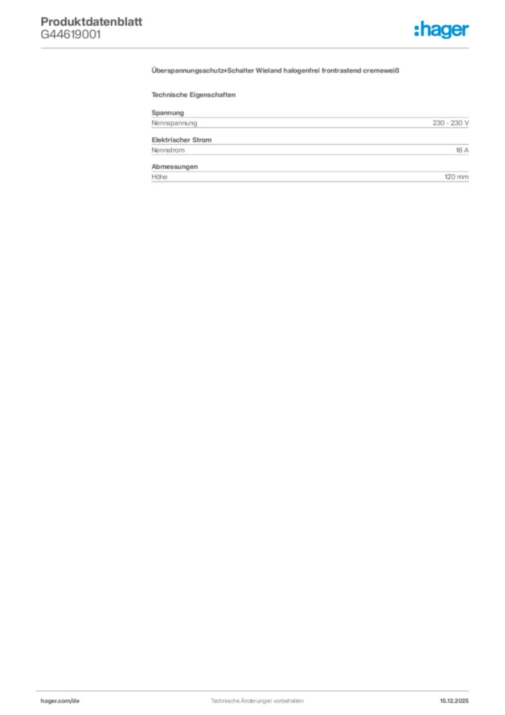 Bild Hager Produktdatenblatt G44619001 | Hager Deutschland