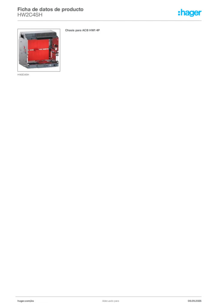 Imagen Hager Ficha de datos de producto HW2C4SH | Hager España
