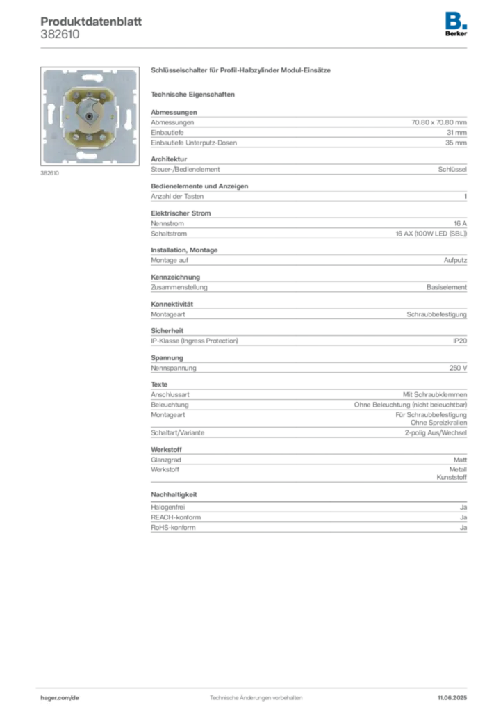 Berker Produktdatenblatt 382610
