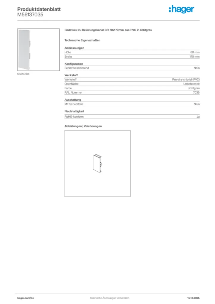 Bild Hager Produktdatenblatt M56137035 | Hager Deutschland