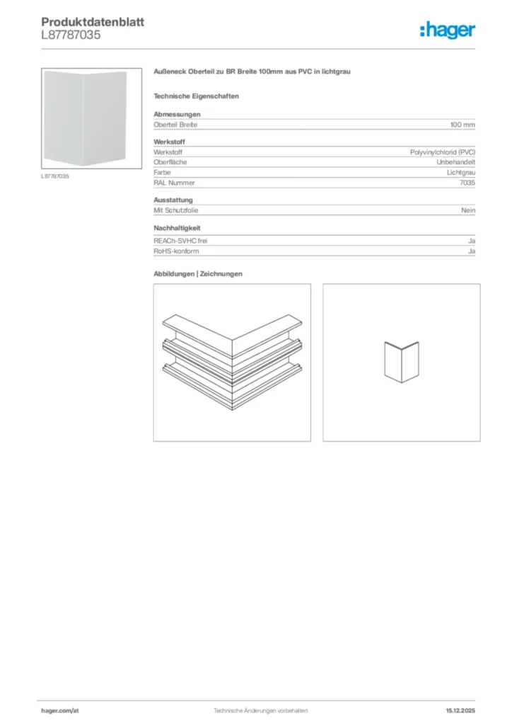 Bild Hager Produktdatenblatt L87787035 | Hager Deutschland