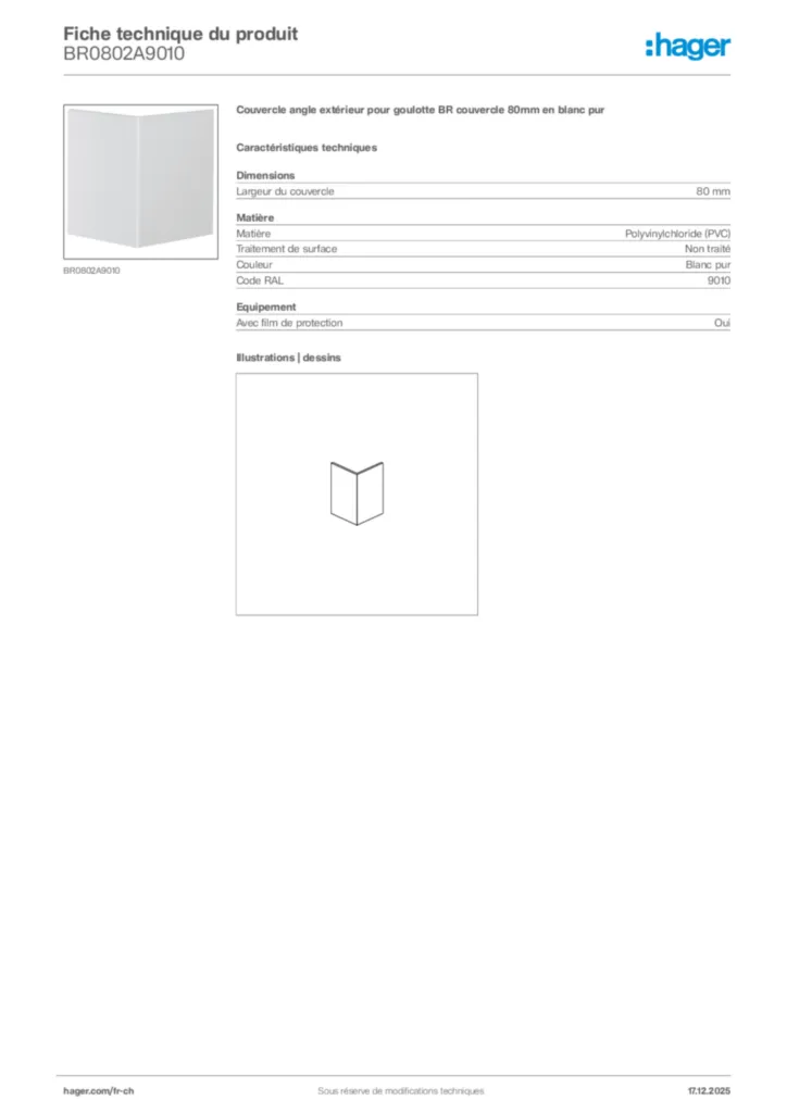 Image Hager Fiche technique du produit BR0802A9010 | Hager Suisse