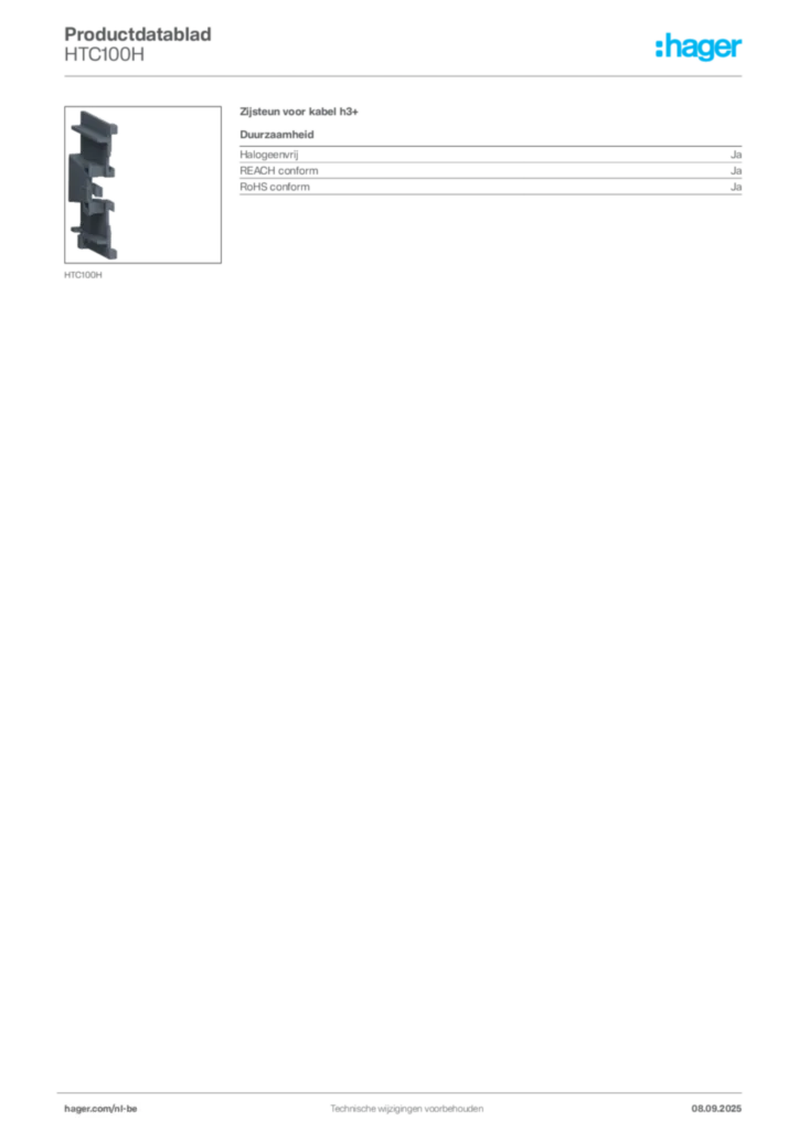 Afbeelding Hager Productdatablad HTC100H | Hager Belgium