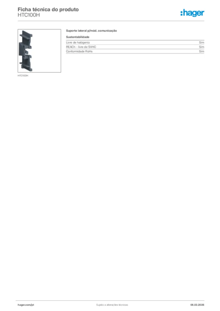 Imagem Hager Ficha técnica do produto HTC100H | Hager Portugal