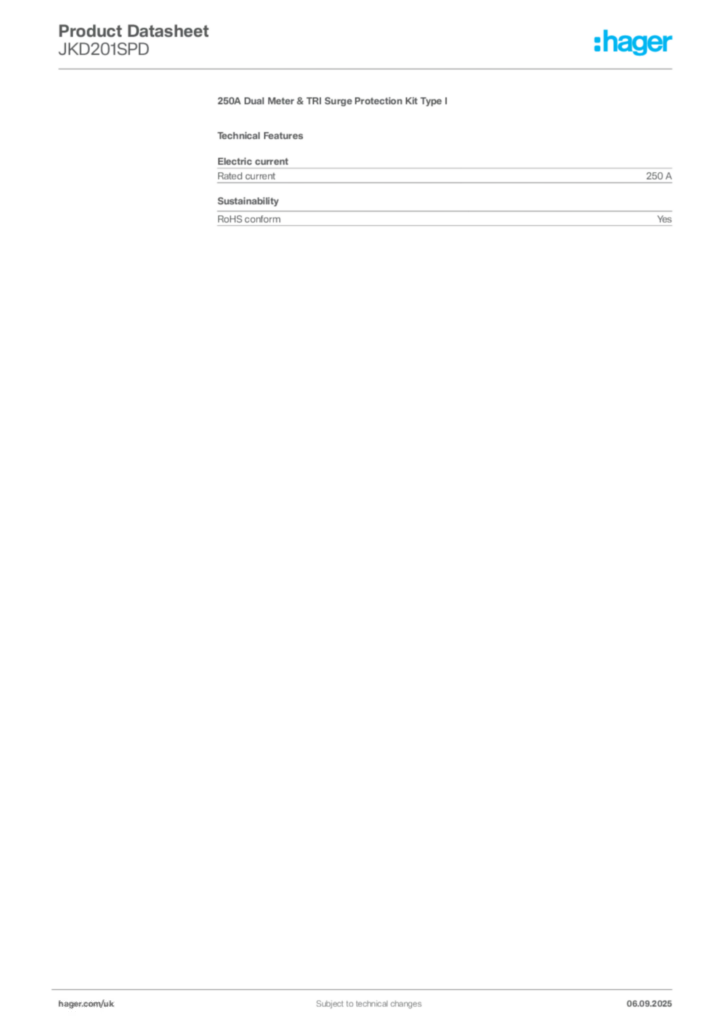 Image Hager Product data sheet JKD201SPD  | Hager