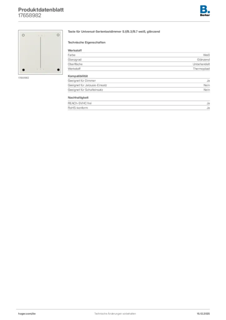 Bild Berker Produktdatenblatt 17658982 | Hager Deutschland