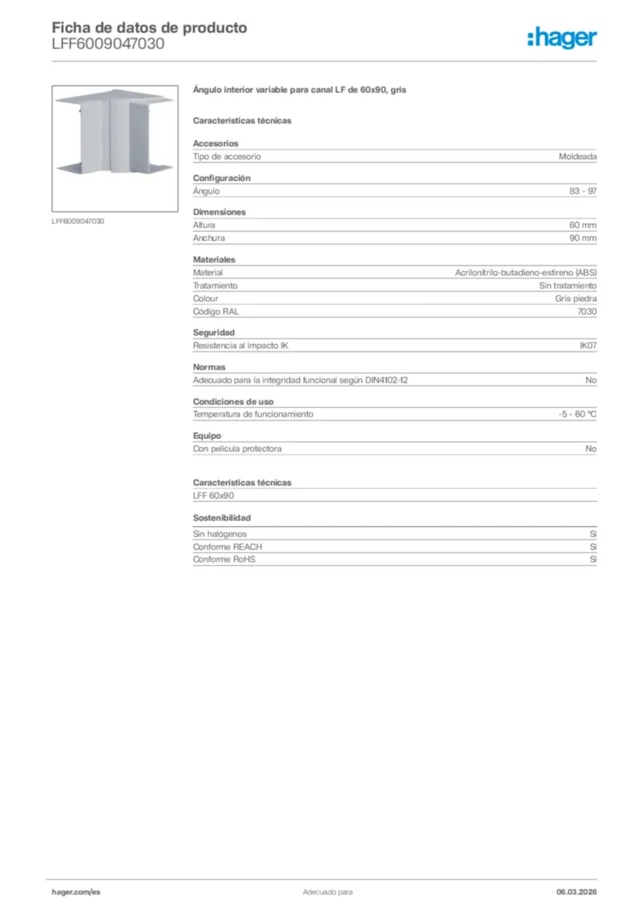 Imagen Hager Ficha de datos de producto LFF6009047030 | Hager España