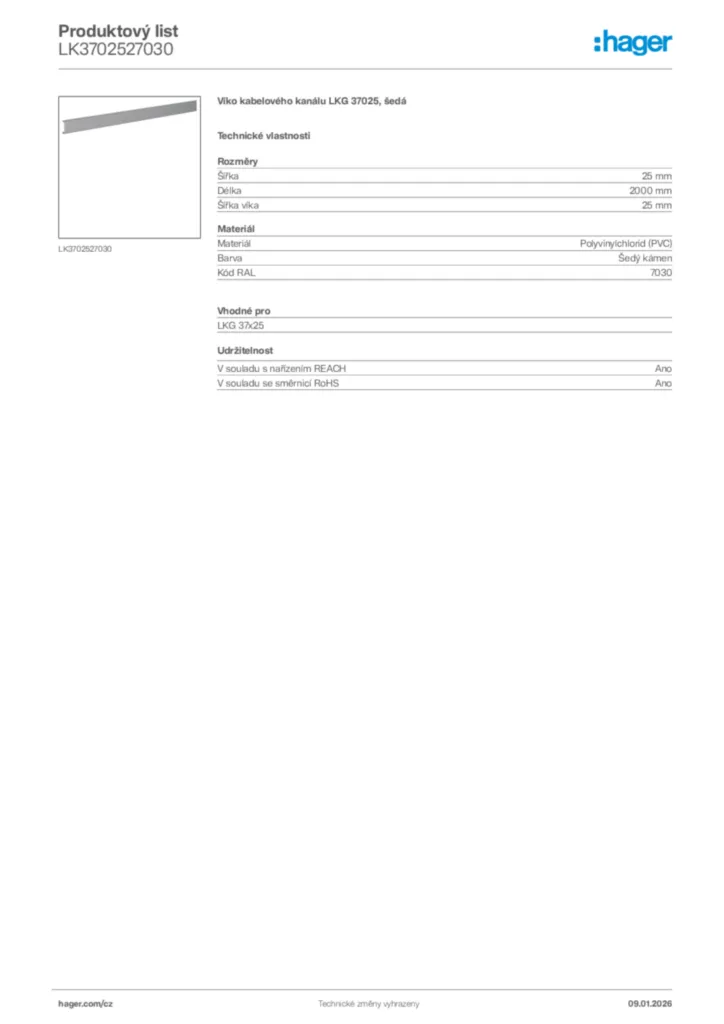Obrázek Hager Product data sheet LK3702527030 | Hager