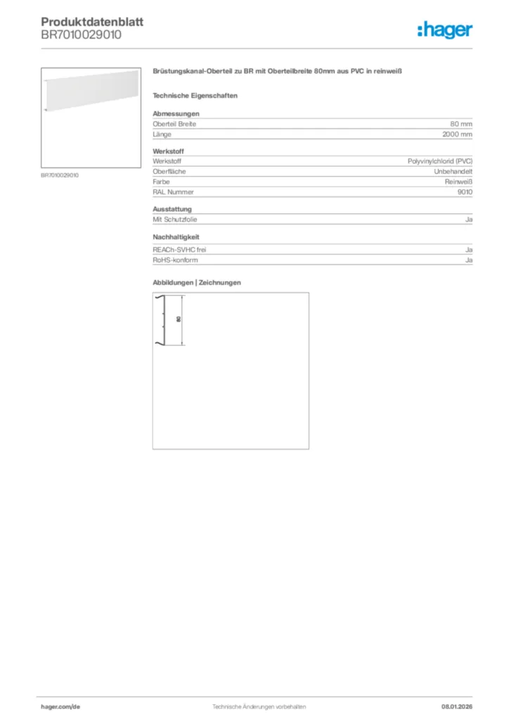 Bild Hager Produktdatenblatt BR7010029010 | Hager Deutschland