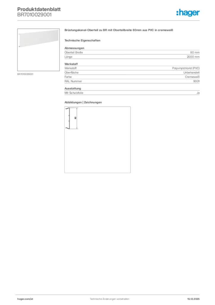 Bild Hager Produktdatenblatt BR7010029001 | Hager Deutschland