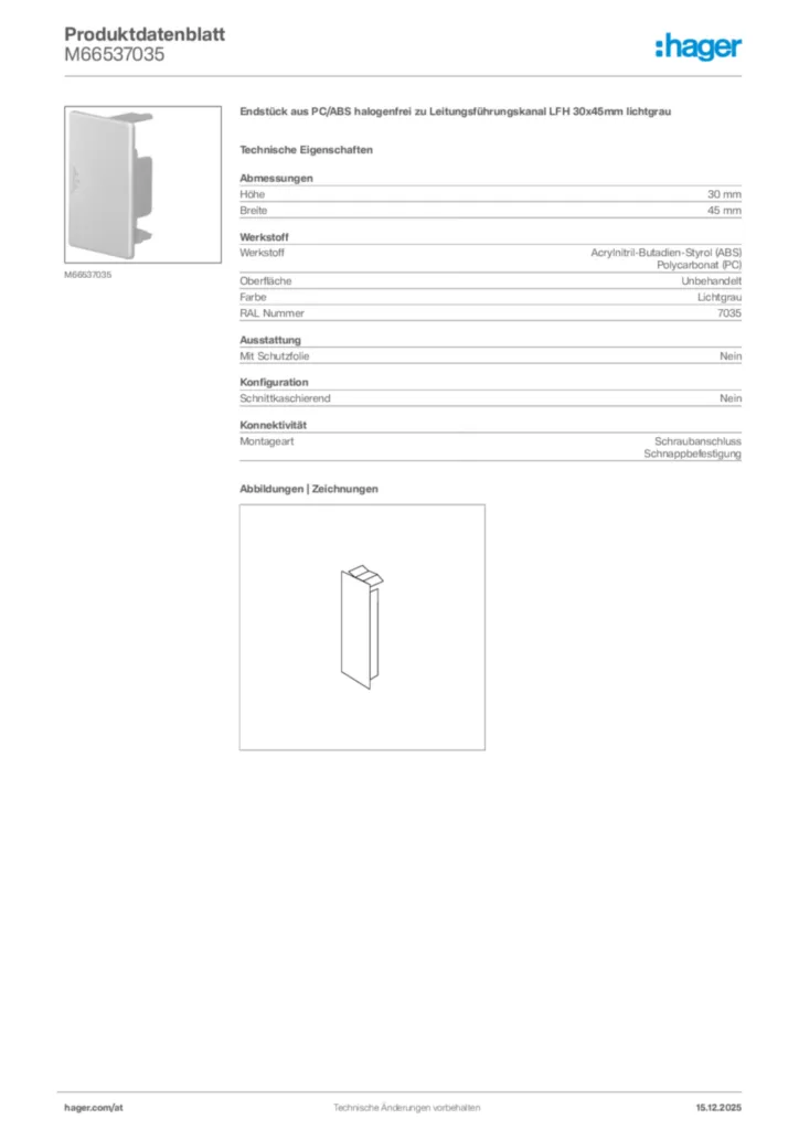 Bild Hager Produktdatenblatt M66537035 | Hager Deutschland