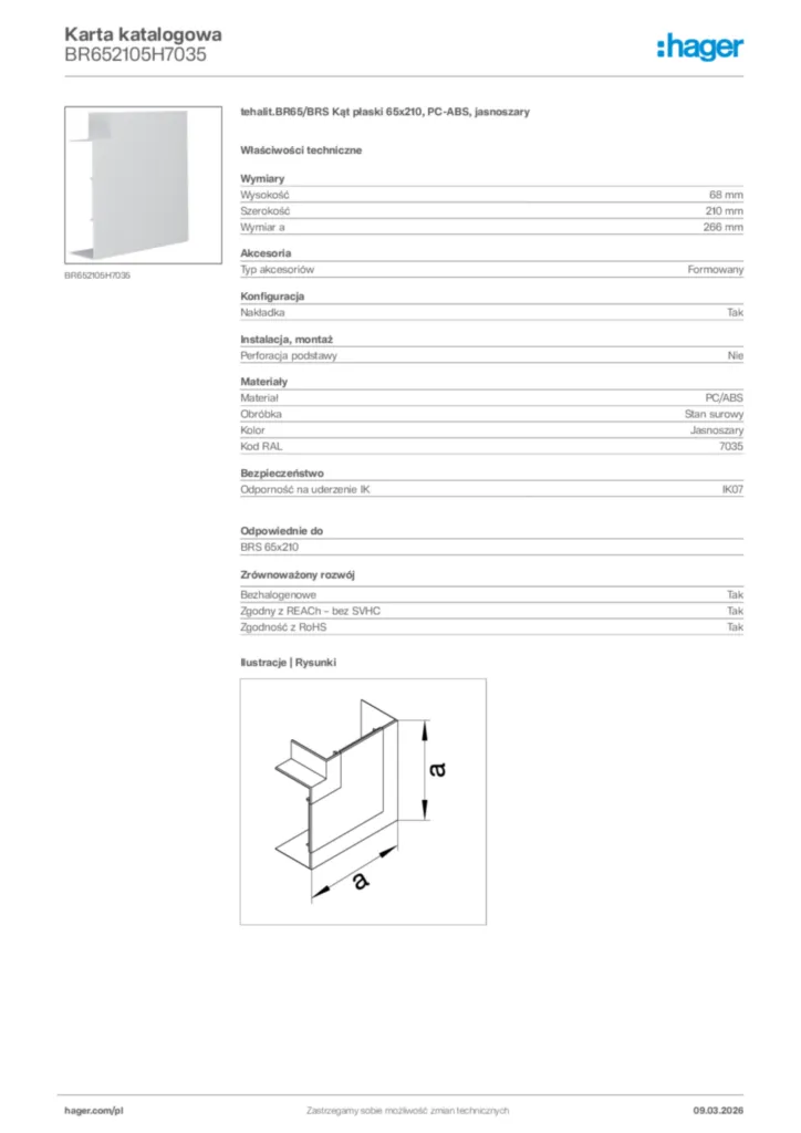 Zdjęcie Hager Karta katalogowa BR652105H7035 | Hager Polska